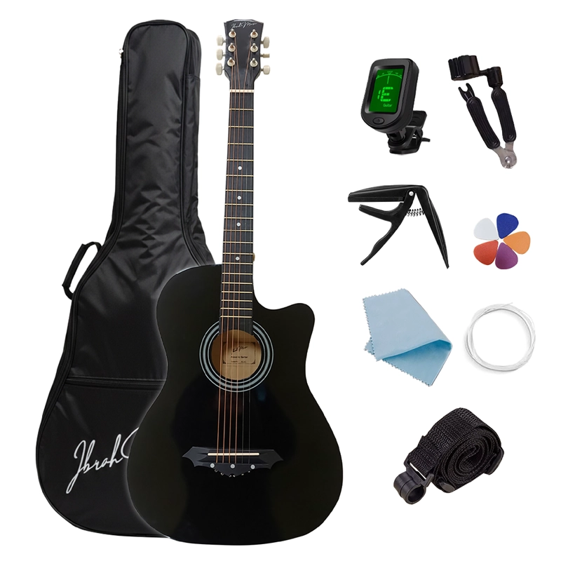 GUITARRA ACUSTICA CUTAWAY IBRAH MUSIC 38 PLGDS + ACCESORIOS - 1