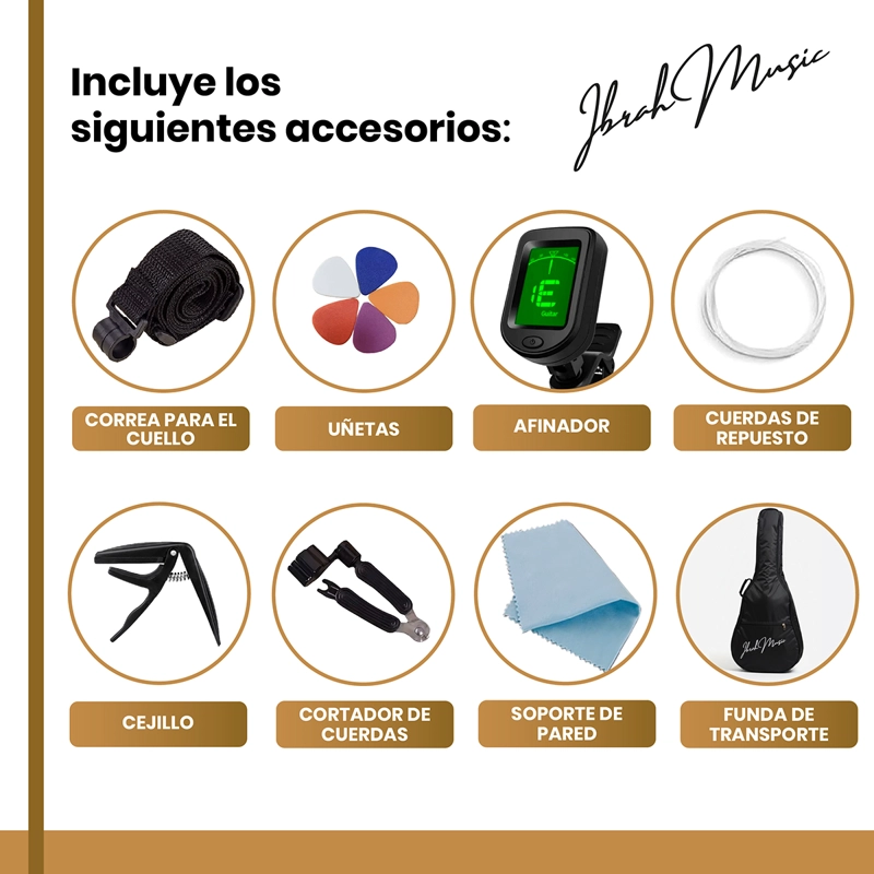 GUITARRA ACUSTICA CUTAWAY IBRAH MUSIC 38 PLGDS + ACCESORIOS - 3