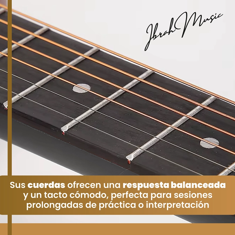 GUITARRA ACUSTICA CUTAWAY IBRAH MUSIC 38 PLGDS + ACCESORIOS - 4