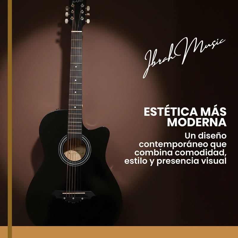 GUITARRA ACUSTICA CUTAWAY IBRAH MUSIC 38 PLGDS + ACCESORIOS - 7