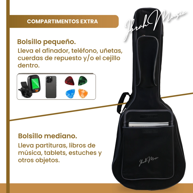 FUNDA PARA GUITARRA 41 PULGADAS IBRAH BOLSO DE TRANSPORTE - 5