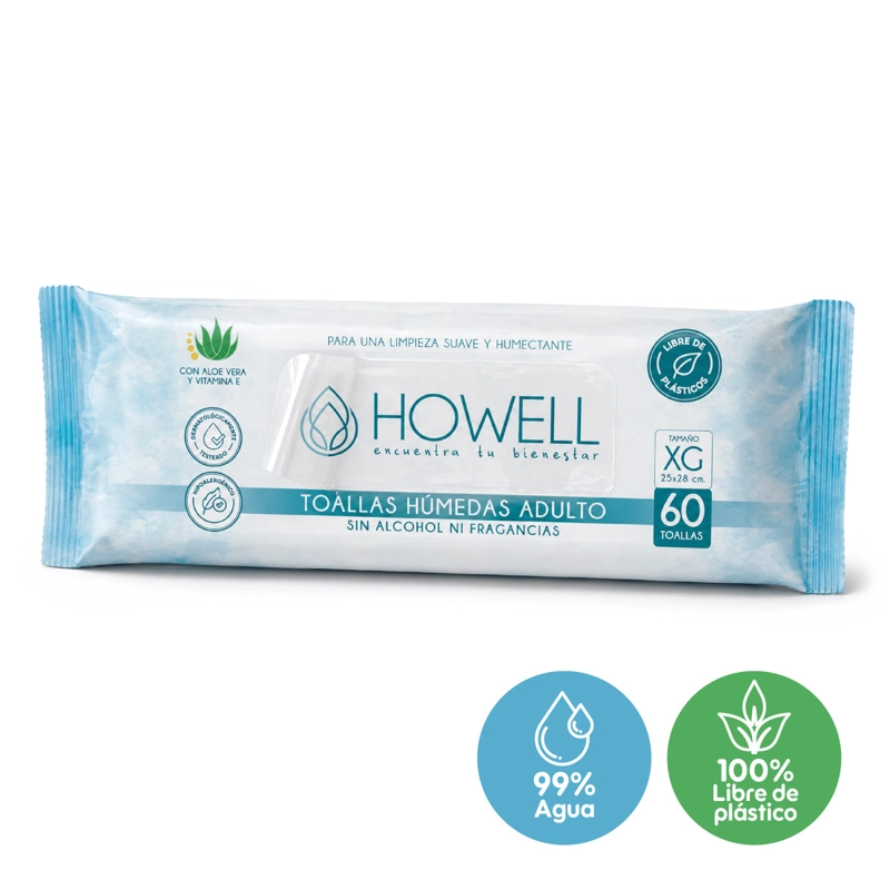 TOALLITAS HUMEDAS ADULTO HOWELL CUIDADO PERSONAL HIGIENE INTIMA RESISTENTES - 1