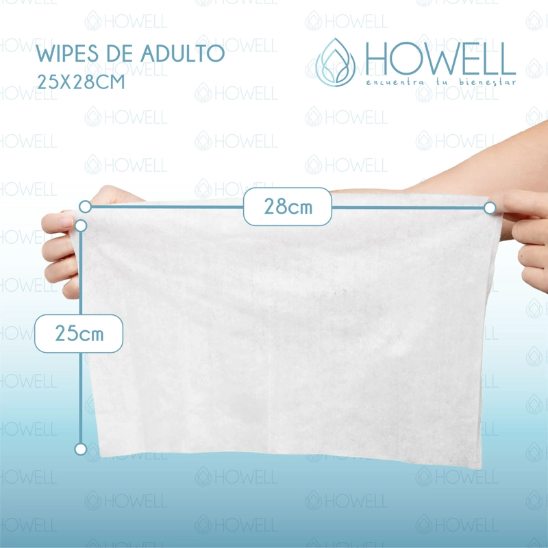 PACK 8 TOALLITAS HUMEDAS ADULTO HOWELL CUIDADO PERSONAL HIGIENE RESISTENTES - 3