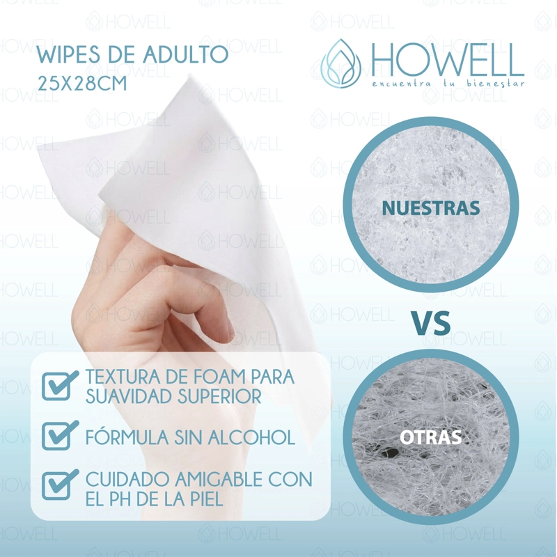 PACK 8 TOALLITAS HUMEDAS ADULTO HOWELL CUIDADO PERSONAL HIGIENE RESISTENTES - 6