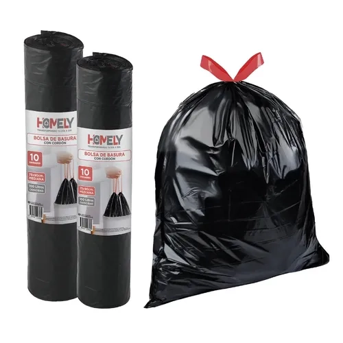 BOLSAS BASURA 75X90CM CON CORDON 20U HOMELY 100L RESISTENTE - 4