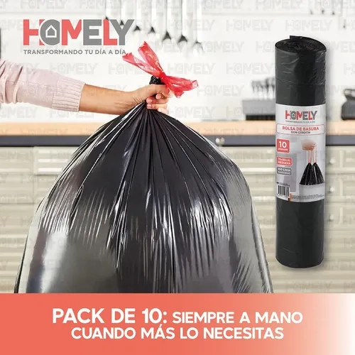 BOLSAS BASURA 75X90CM CON CORDON 100U HOMELY 100L RESISTENTE - 8