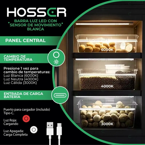 APLIQUE PARED LUZ LED HOSSER BARRA CON SENSOR DE MOVIMIENTO BLANCO - 5