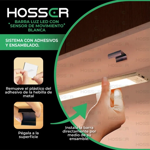 APLIQUE PARED LUZ LED HOSSER BARRA CON SENSOR DE MOVIMIENTO BLANCO - 6