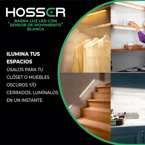 APLIQUE PARED LUZ LED HOSSER BARRA CON SENSOR DE MOVIMIENTO BLANCO - 7