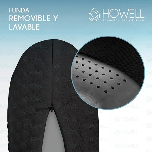 PACK X2 ALMOHADA CERVICAL MEMORY FOAM HOWELL VISCOELASTICA CARBON AIR CELL 60X40CM FUNDA LAVABLE NEG - 6
