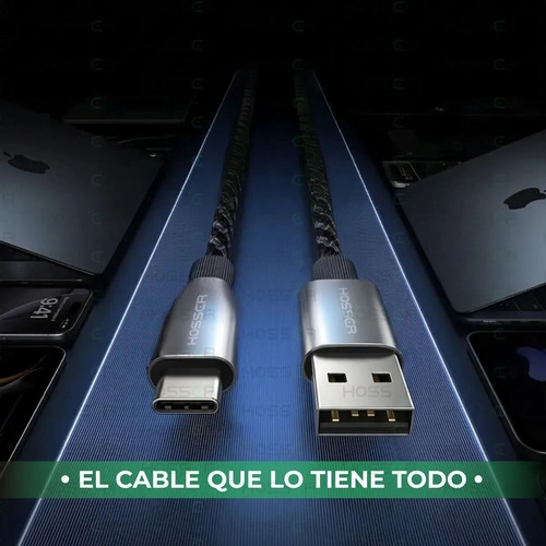 CABLE USB TIPO C TO USB 5 M IPHONE SAMSUNG HOSSER CARGA RAPI NEGRO - 7