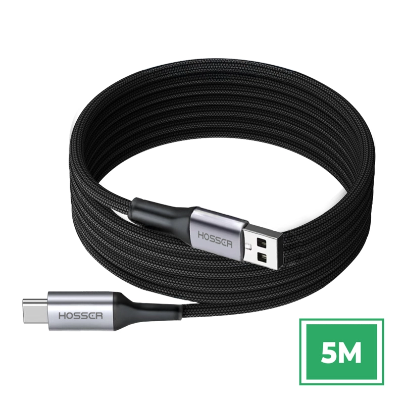 CABLE USB TIPO C TO USB 5 M IPHONE SAMSUNG HOSSER CARGA RAPI NEGRO - 8