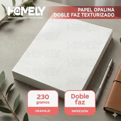 PAPEL OPALINA TEXTURIZADA A4 230 GRAMOS HOMELY 50 HOJAS BLANCO - 3