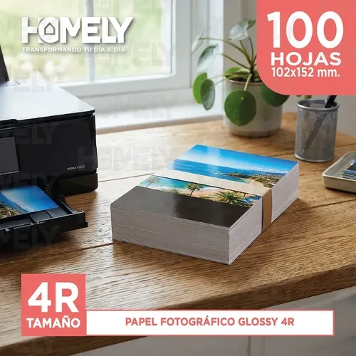 PAPEL FOTOGRAFICO GLOSSY 4R 230 GRAMOS HOMELY 100 HOJAS BLANCO - 7