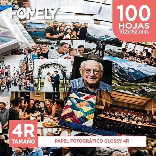 PAPEL FOTOGRAFICO GLOSSY 4R 230 GRAMOS HOMELY 100 HOJAS BLANCO - 8