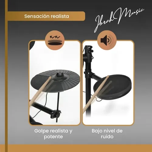 BATERIA ELECTRICA PROFESIONAL MIDI IBRAH MUSIC 14 PIEZAS NEGRO - 5