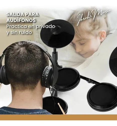 BATERIA ELECTRICA PROFESIONAL MIDI IBRAH MUSIC 14 PIEZAS NEGRO - 6