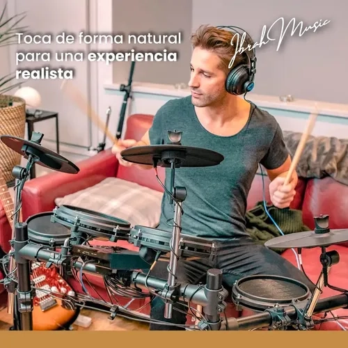 BATERIA ELECTRICA PROFESIONAL MIDI IBRAH MUSIC 14 PIEZAS NEGRO - 8