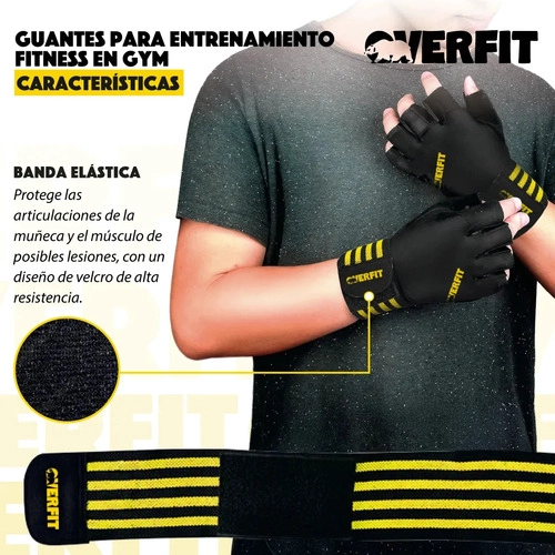 GUANTES GYM DEPORTIVOS OVERFIT TALLA L FITNESS PESAS NEGRO LISA L - 5
