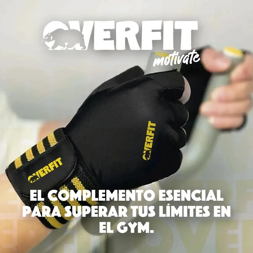 GUANTES GYM DEPORTIVOS OVERFIT TALLA L FITNESS PESAS NEGRO LISA L - 8