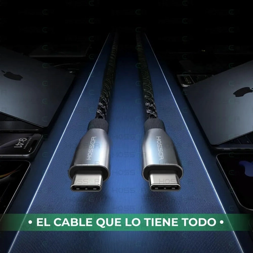 CABLE USB C A C 2 METROS IPHONE SAMSUNG CARGA RAPIDA HOSSER NEGRO - 10