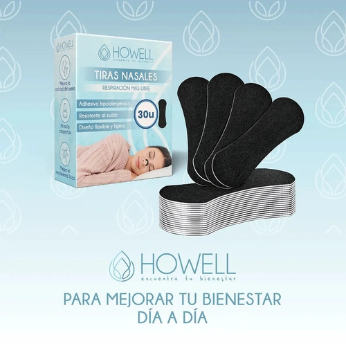 TIRAS NASALES HOWELL DILATADOR NASAL 30 UNIDADES NEGRO - 10