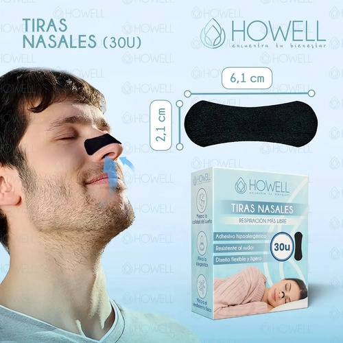 TIRAS NASALES HOWELL DILATADOR NASAL 30 UNIDADES NEGRO - 2