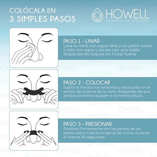 TIRAS NASALES HOWELL DILATADOR NASAL 30 UNIDADES NEGRO - 6