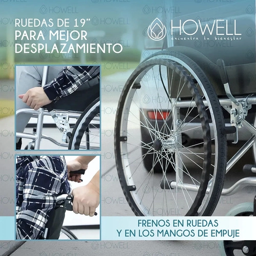 SILLA DE RUEDAS PLEGABLE HOWELL ALUMINIO 13KG ADULTO NEGRO - 5