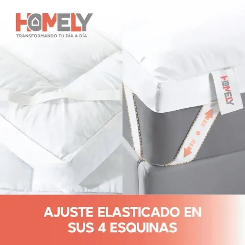TOPPER CUBRE COLCHON KING HOMELY ACOLCHADO PREMIUM BLANCO BLANCO LISO KING - 4