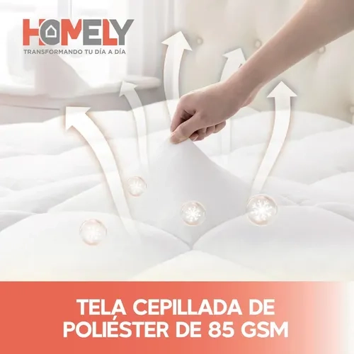 TOPPER CUBRE COLCHON KING HOMELY ACOLCHADO PREMIUM BLANCO BLANCO LISO KING - 5