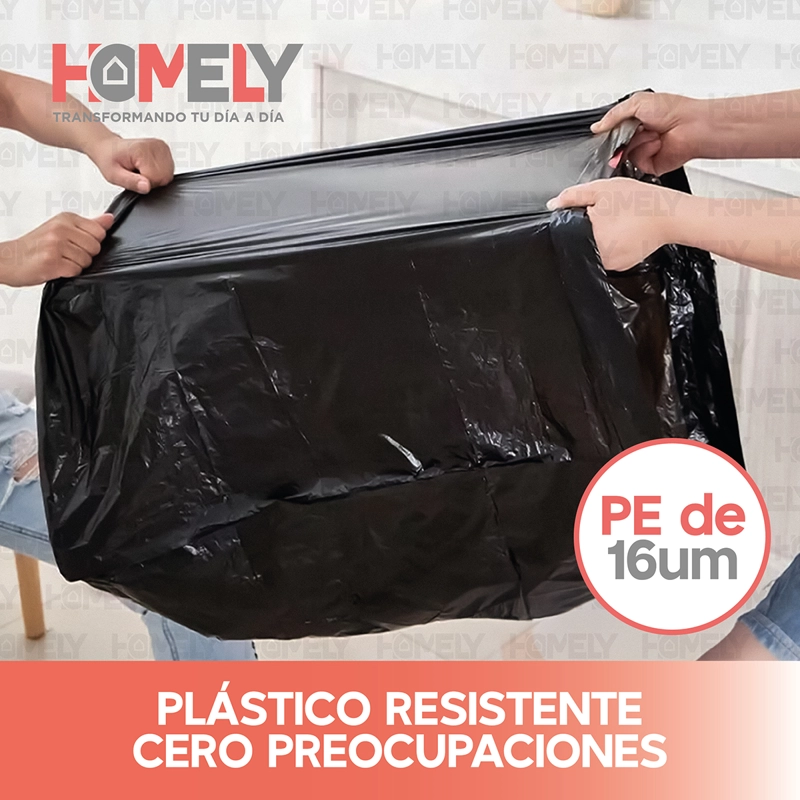 BOLSAS BASURA 75X90CM CON CORDON 10U HOMELY 100L RESISTENTE - 5