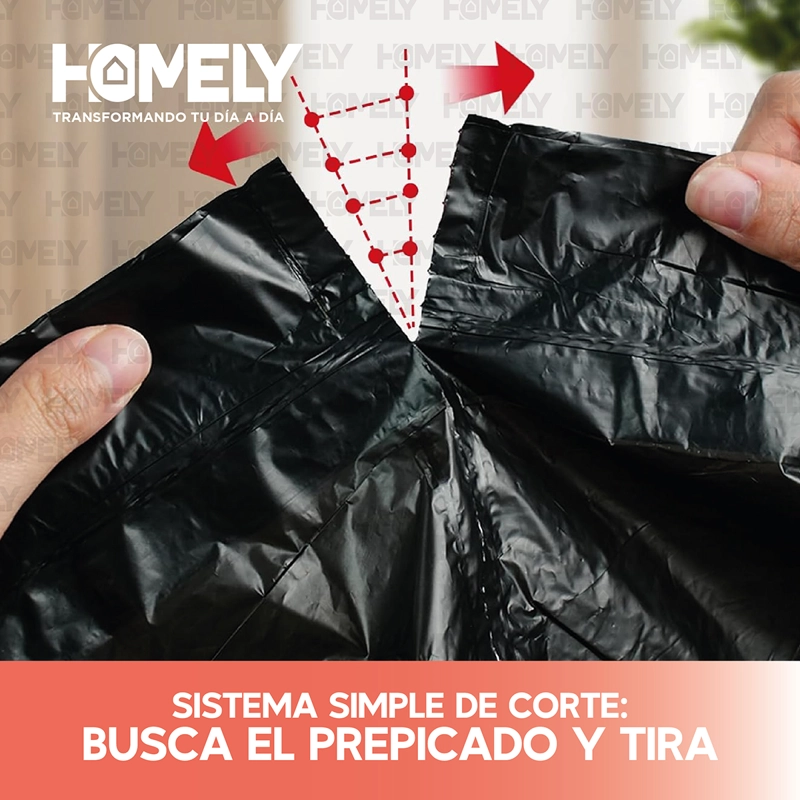BOLSAS BASURA 75X90CM CON CORDON 10U HOMELY 100L RESISTENTE - 8