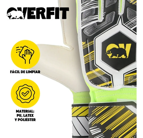 GUANTES DE ARQUERO FUTBOL OVERFIT FE RULA ANTIDESLIZANTE PRO VERDE L - 4