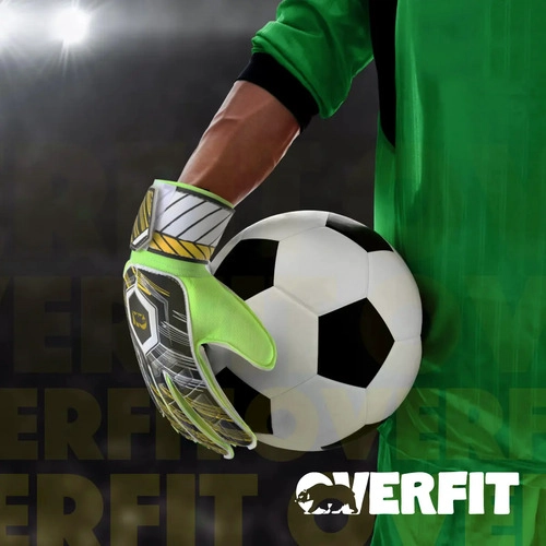 GUANTES DE ARQUERO FUTBOL OVERFIT FE RULA ANTIDESLIZANTE PRO VERDE L - 9