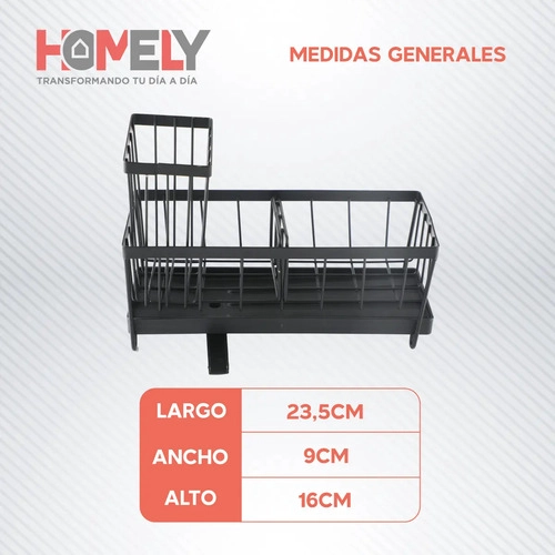 PORTA ESPONJA ESCURRIDOR HOMELY ORGANIZADOR LAVAPLATO HIERRO NEGRO - 2