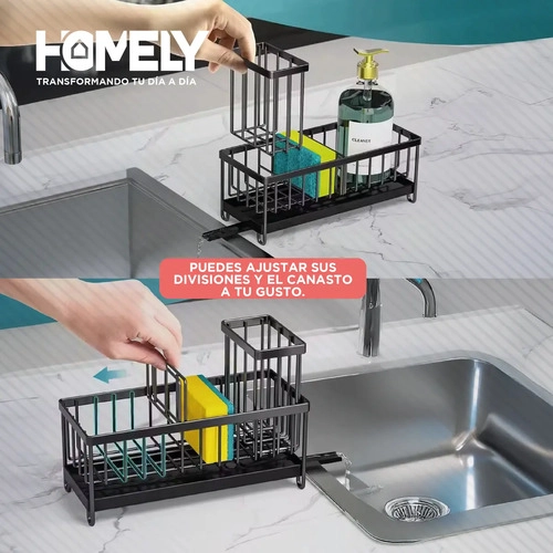 PORTA ESPONJA ESCURRIDOR HOMELY ORGANIZADOR LAVAPLATO HIERRO NEGRO - 5