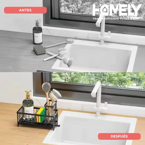 PORTA ESPONJA ESCURRIDOR HOMELY ORGANIZADOR LAVAPLATO HIERRO NEGRO - 6