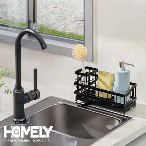 PORTA ESPONJA ESCURRIDOR HOMELY ORGANIZADOR LAVAPLATO HIERRO NEGRO - 7