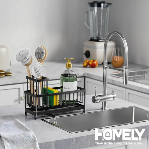 PORTA ESPONJA ESCURRIDOR HOMELY ORGANIZADOR LAVAPLATO HIERRO NEGRO - 8