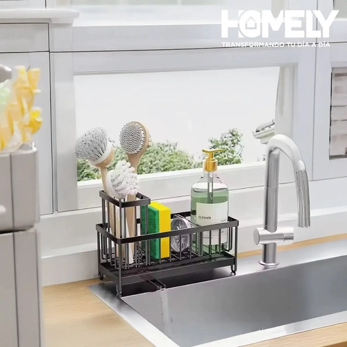 PORTA ESPONJA ESCURRIDOR HOMELY ORGANIZADOR LAVAPLATO HIERRO NEGRO - 9