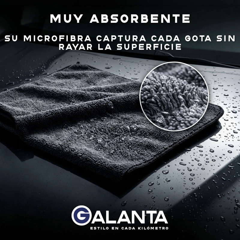 TOALLA  MICROFIBRA GALANTA 1200 GSM PARA AUTOS TOALLA SECADO ULTRA ABSORBENTE GRIS - 9