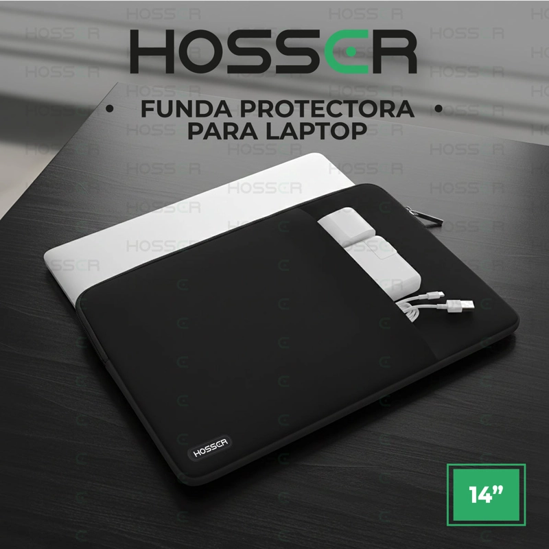 FUNDA NOTEBOOK 13-14 PULGADAS HOSSER BOLSA PROTECTORA LAPTOP PORTATIL NEGRA - 2