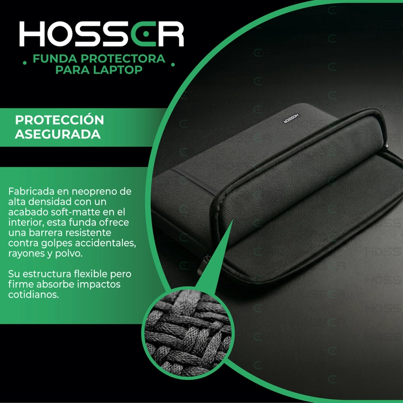 FUNDA NOTEBOOK 13-14 PULGADAS HOSSER BOLSA PROTECTORA LAPTOP PORTATIL NEGRA - 4