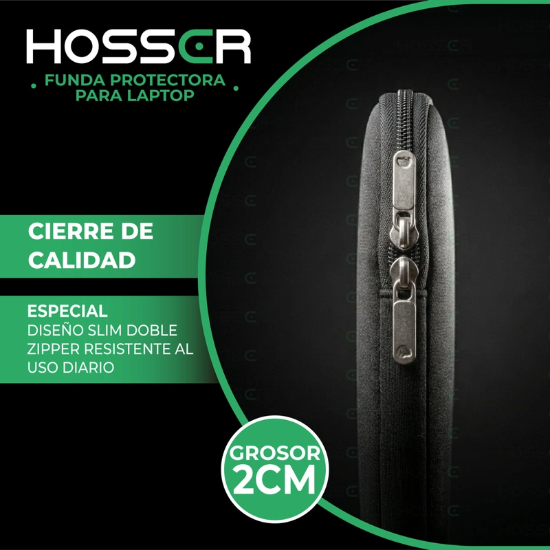 FUNDA NOTEBOOK 13-14 PULGADAS HOSSER BOLSA PROTECTORA LAPTOP PORTATIL NEGRA - 6