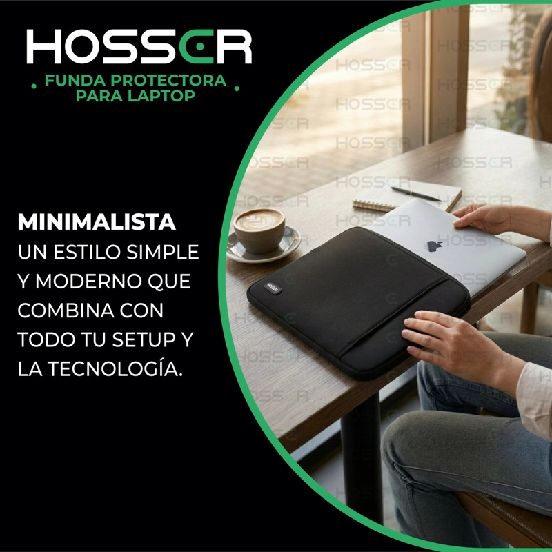 FUNDA NOTEBOOK 13-14 PULGADAS HOSSER BOLSA PROTECTORA LAPTOP PORTATIL NEGRA - 7