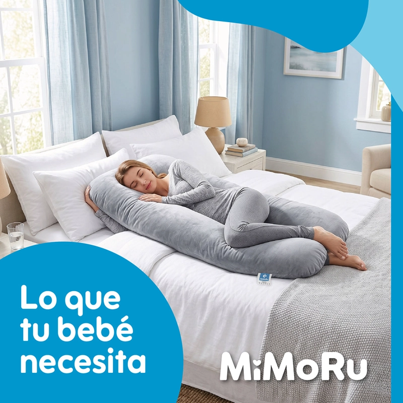 COJIN MATERNAL MIMORU LACTANCIA EMBARAZO ALMOHADA FORMA U 140X80CM GRIS - 10