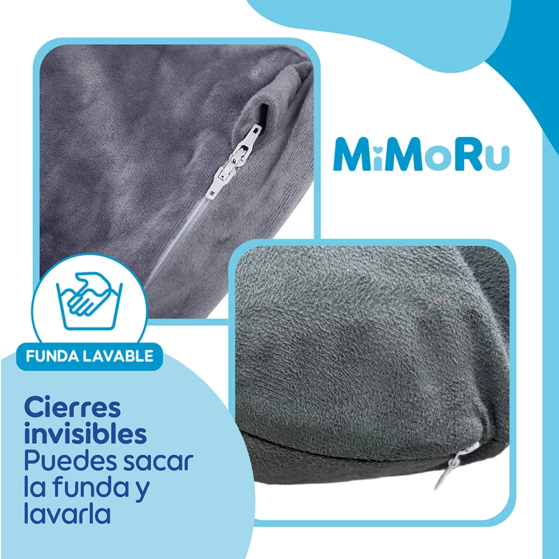 COJIN MATERNAL MIMORU LACTANCIA EMBARAZO ALMOHADA FORMA U 140X80CM GRIS - 5