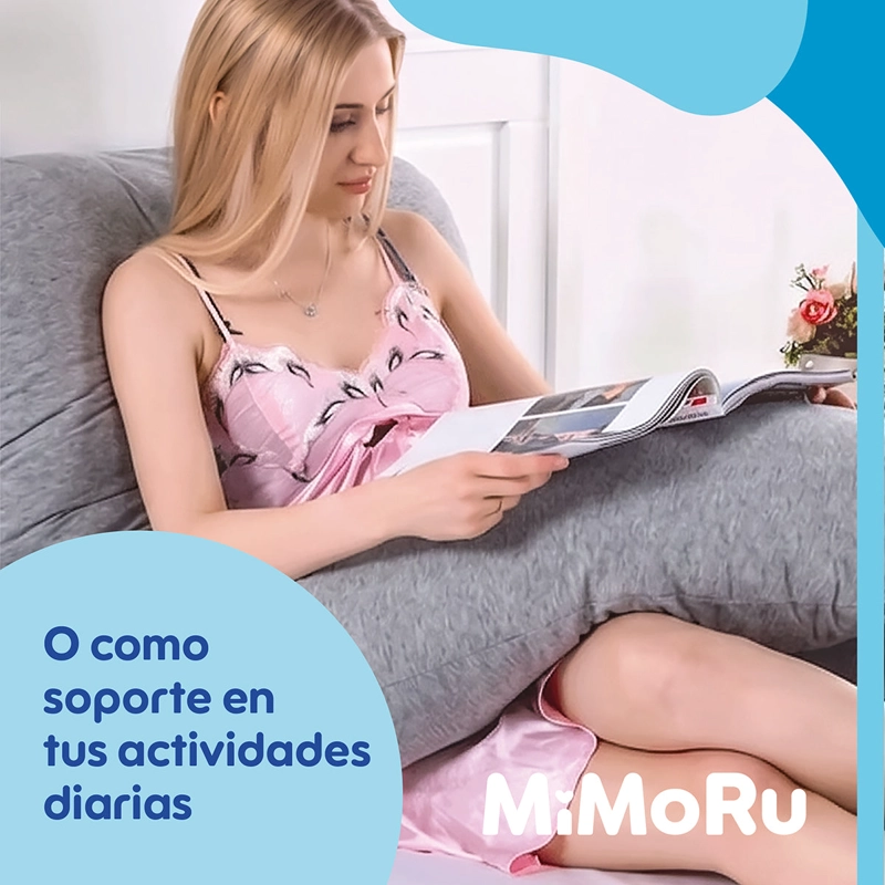 COJIN MATERNAL MIMORU LACTANCIA EMBARAZO ALMOHADA FORMA U 140X80CM GRIS - 9