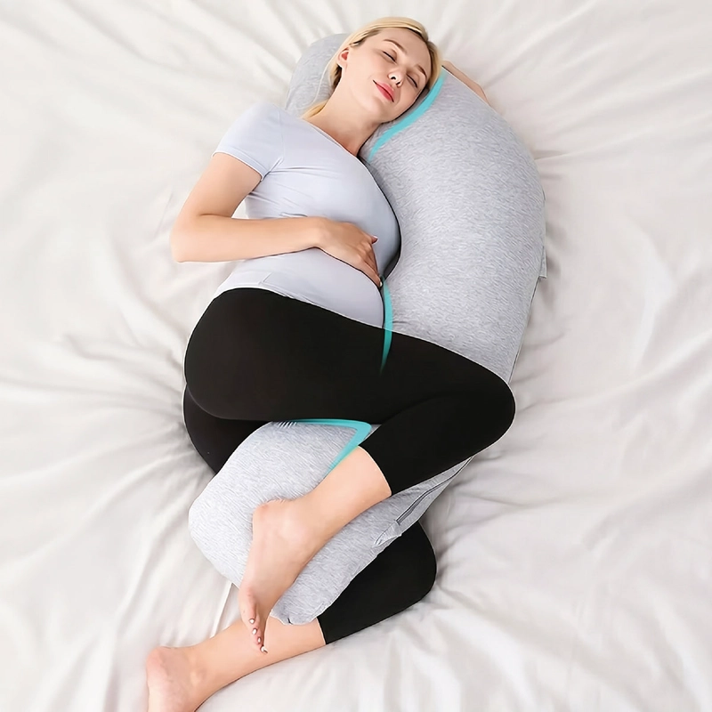 COJIN MATERNAL MIMORU LACTANCIA EMBARAZO ALMOHADA CURVA 102X71CM GRIS CLARO - 1